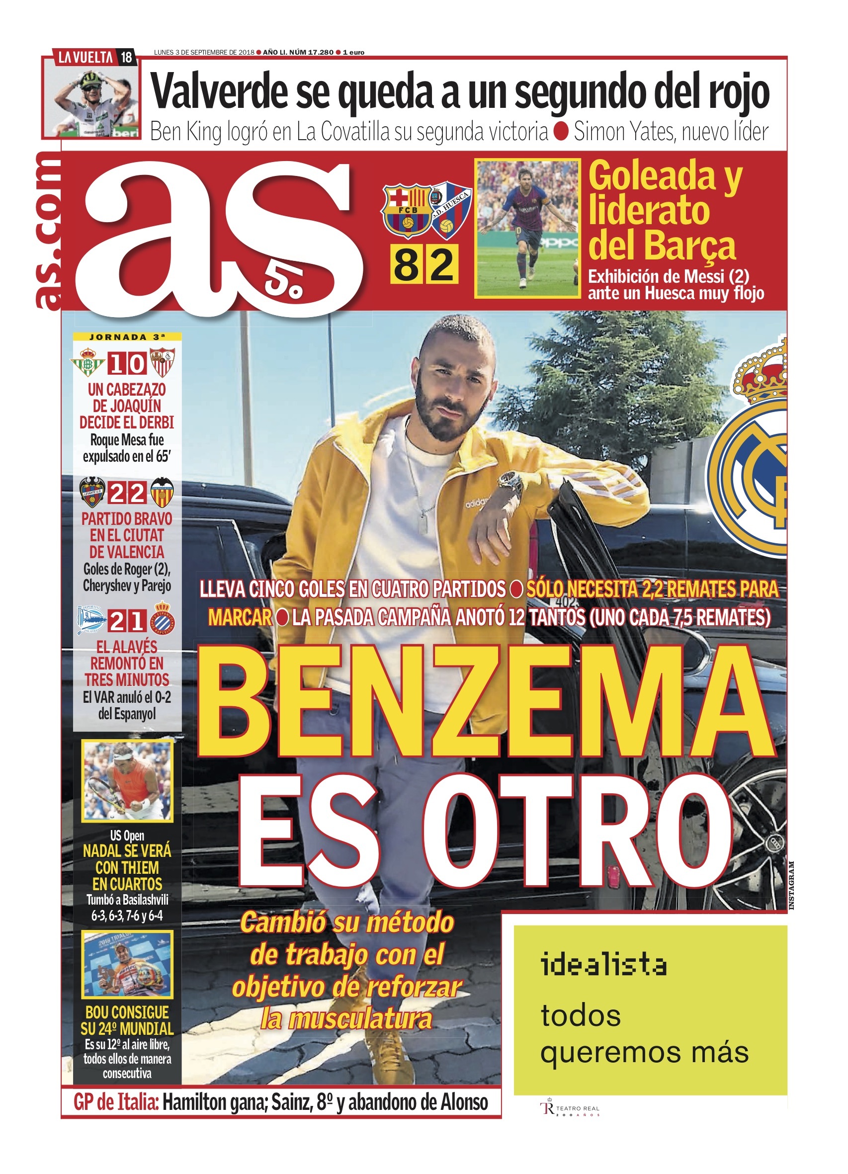 La portada del diario AS (03/09/2018)1706 x 2362