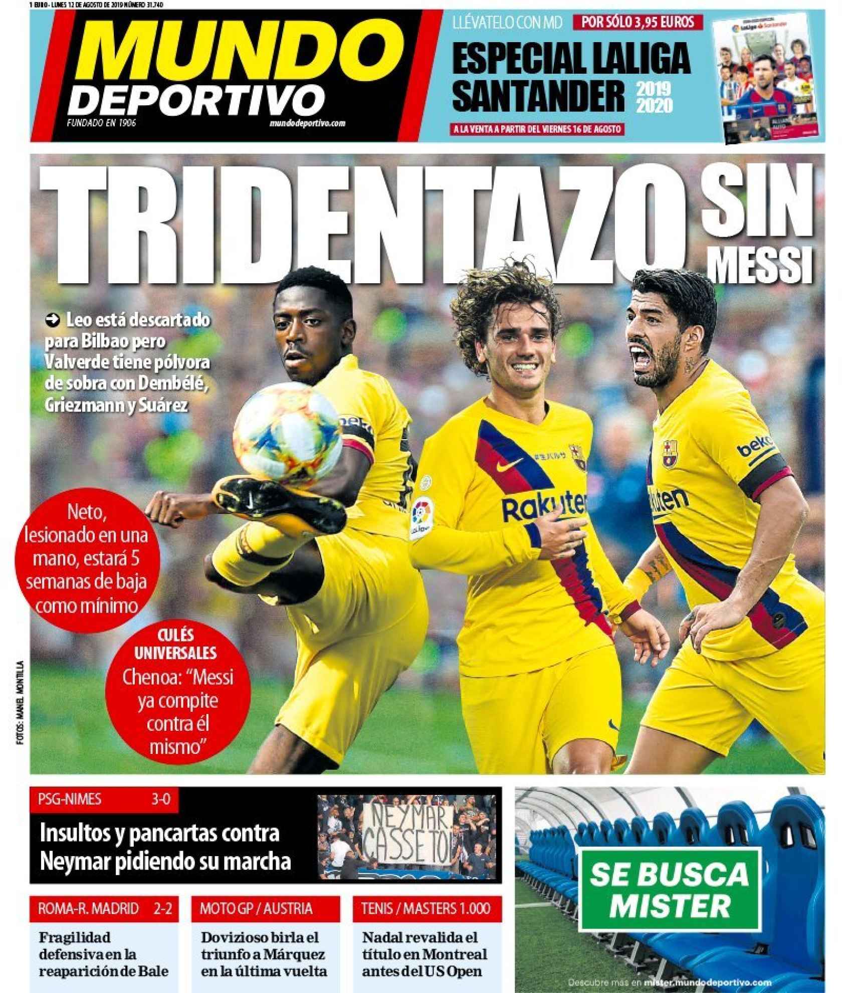 La portada del diario Mundo Deportivo (12/08/2019)