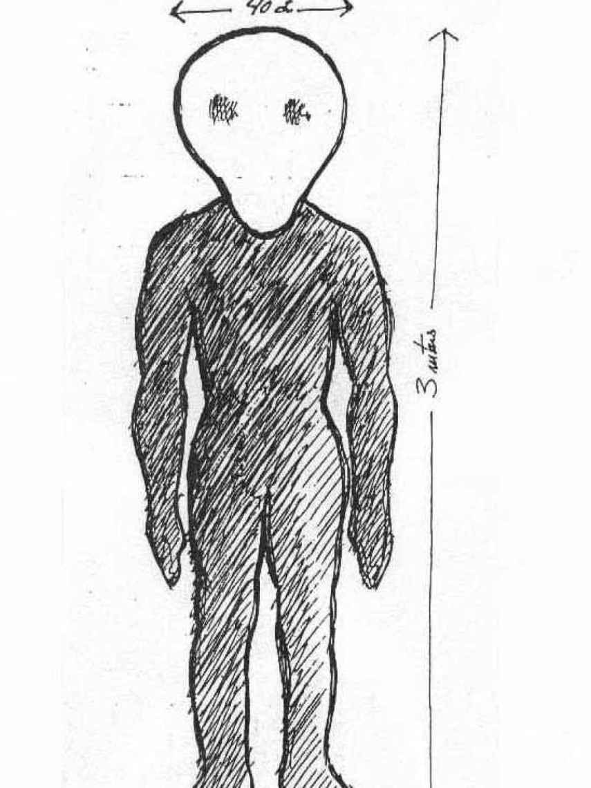 Dibujo de uno de los supuestos humanoides de Conil
